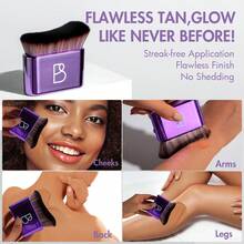 BS-MALL 2PCS Kuas Penyamakan Tubuh Ukuran Besar untuk Menutupi Alas Bedak dan Kontur Kosmetik Tubuh, Kuas Kabuki Berkilau untuk Penyamakan Sendiri - Purple - View 2