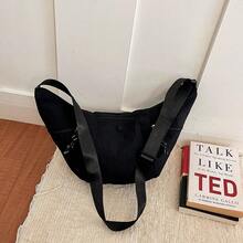 Lightweight Nylon Men's Crescent Crossbody Bag, Multi-Pocket Decorative Chain Shoulder Bag, Large Capacity Casual Travel Versatile Men's Bag - Multicolor - View 5