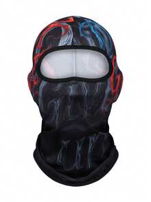 Fabulous Be Xtreme 1pc Red & Black Abstract Graffiti Balaclava Face Mask, Cool 3D Vortex Print Full Face Cover, UV Protection, Mesh Holes, Elastic Tactical Ski Mask For Motorcycle Riding, Music Festival, Party, Gathering, Fishing, Men, Durable Windproof Riding Headgear - Multicolor - View 15
