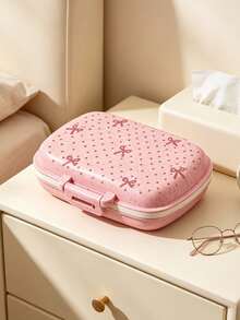 Cute Bow Polka Dot Portable Storage Box, Wheat Straw Multi-Compartment Pill Box, Reusable Pocket-Sized Daily Medicine Organizer, Travel Jewelry Storage Box, Can Hold Earrings, Rings And Small Accessories, Lightweight Mini Container, Suitable For Halloween, Thanksgiving, Christmas, Holiday Gifts, Home And Travel Use - Multicolor - View 7