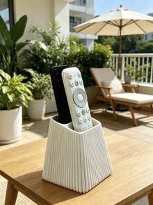 1pc Vertical Stripe Remote Control Holder, Remote Control Storage Box, Decorative Storage Box, Vertical Stripe Design, Easy Access, Suitable For TV, Air Conditioner And Other Home Remote Control Storage, Home Decor, Decorative Item, Storage Box, Dorm Storage, Desktop Organizer, Halloween, Christmas, Wedding - Multi-color - View 3