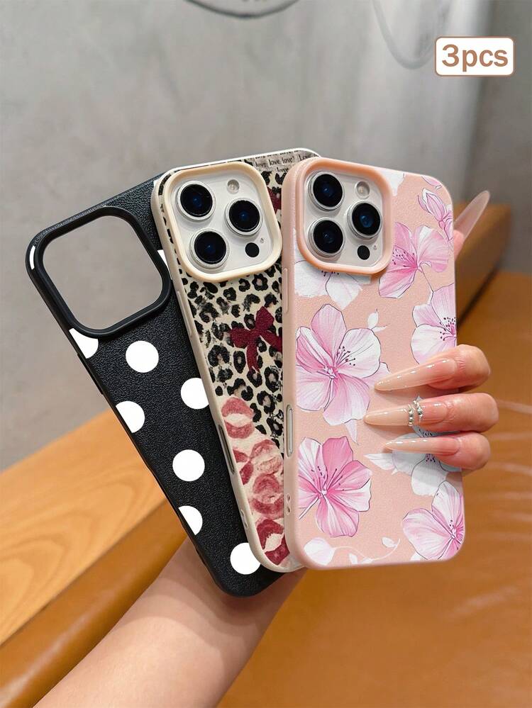 3pcs Colorful Printed Element TPU Shockproof Full Coverage Phone Case Precise Protection Cover Compatible With Apple 11/12/13/14/15/16/17 Pro Max - Multicolor - View 5
