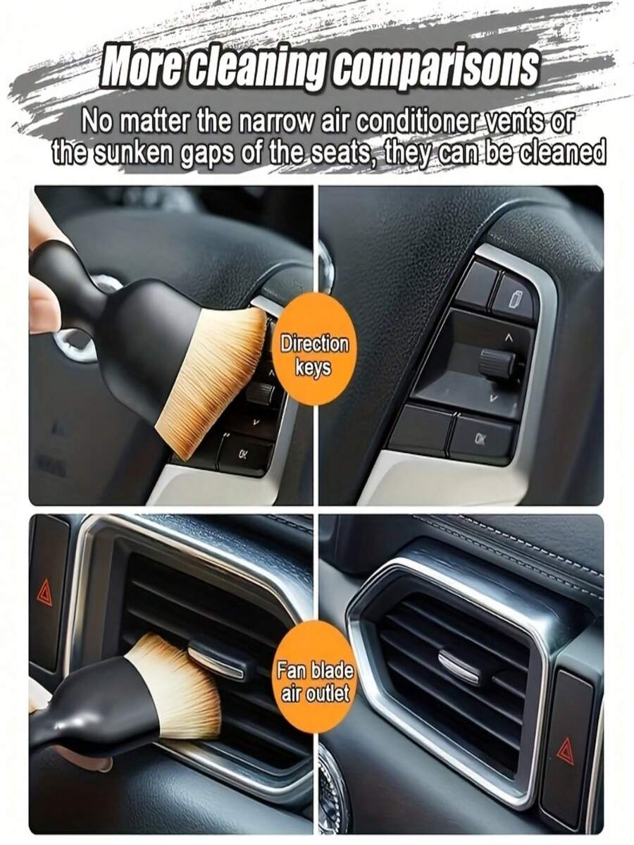 5pcs Car Interior Cleaning Soft Brushes, Scratch-Resistant, Suitable For Dashboard, Air Vents And Seat Crevices, Durable Plastic Detail Brushes
