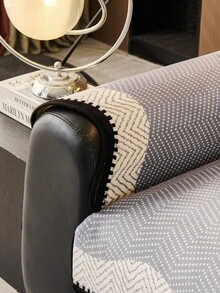 1pc Flannel Luxury Minimalist Wavy Edge Sofa Cushion 1234 Seat Sofa Seat Pad Armrest Backrest Pad Non-Slip Sofa Cover All Season - Grey - View 5