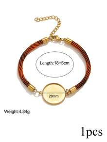 1 Pc. Stainless Steel Blank Round Bead Bracelet, Colorful Braided Cord, Adjustable Bracelet, DIY Jewelry Making - Bracelet Base - View 10