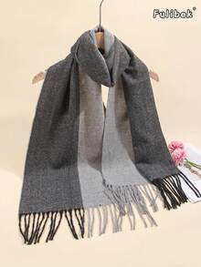 1pc New Autumn/Winter Men's Couple British Style Faux Cashmere Thick Plaid Tassel Warm Scarf, Fashion Street Soft Comfortable Shawl Suitable For Daily Use - Grey - View 1