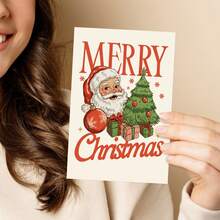 1pc Vintage Santa Claus Theme Christmas Greeting Card Holiday Blessing Message Card Christmas Cards - Christmas Card - View 8