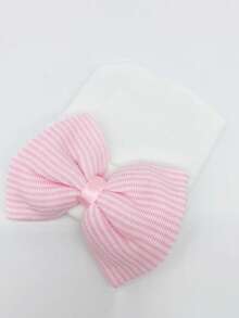 YIYIQCSJ 1pc Baby Newborn Hat Set Striped Pattern Bowknot Decor Cute Brimless Soft Hat Suitable For Baby Girls Boys 0-3 Months - Multicolor - View 16
