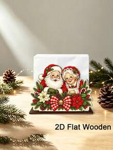Christmas Wooden Napkin Holder, Santa Claus Sleigh Design, Suitable For Dining Table, Family Dinner, Home Decor, Holiday Table, Napkin Storage Rack, Suitable For Kitchen Countertop, Christmas Party Table Centerpiece And Supplies - View 11