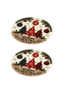1/2/4pcs Christmas Placemats, Christmas Tree, Christmas Ball And Pine Cone Elements, Round Design, Linen Material, Suitable For Christmas Decoration, Family Gathering Party, Table Decor, Holiday Decor, Indoor Decor. - Multiple Styles - View 12