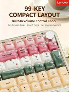 Lenovo Wireless Keyboard, Macaron Multi-Color Gradient Jelly Keyboard, Ergonomic Curved Keycaps, Desktop Keyboard For Office, Dorm, And Home - View 4