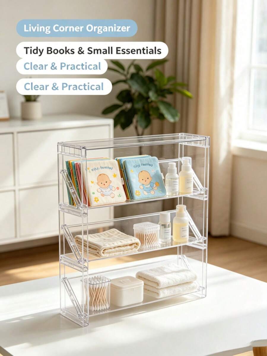 Clear Acrylic Desktop Storage Rack, 3-Tier Mini Countertop Organizer ...