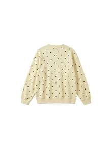 Polka Dot All-Over Print Puppy Crew Neck Sweatshirt Women Korean Style College Loose Versatile Chic Lazy Top - Yellow - View 7
