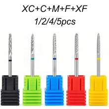 1/2/4/5PCS Professional Nail Drill Bit Cone Carbide Manicure Drill For Electric Milling Cutter Nail Files Buffer Nail Art Equipment Accessory - Silver - View 1