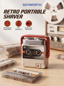 SKYWORTH 1pc Retro Walkman Design Men's Electric Shaver, Rechargeable Mini Shaver, Long Battery Life, Waterproof, Premium Gift Box, Suitable For Gifts And Business Travel - Style a - View 1