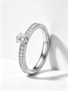 1PC Unique Luxury Stainless Steel Women's Promise Ring, Female Jewelry Accessory, Couple Wedding Ring Gift, Wear For Daily, Wedding & Anniversary - Ring - View 6