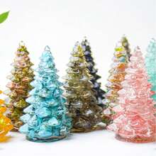 Crystal Crushed Stone Holiday Tree Decor Ornament, Resin Drip Holiday Theme Desktop Display, Holiday Atmosphere Mini Resin Crystal Tree, Christmas Eve Scene Decoration, Home Soft Decor Accessory, Holiday Creative Gift - Multicolor - View 5