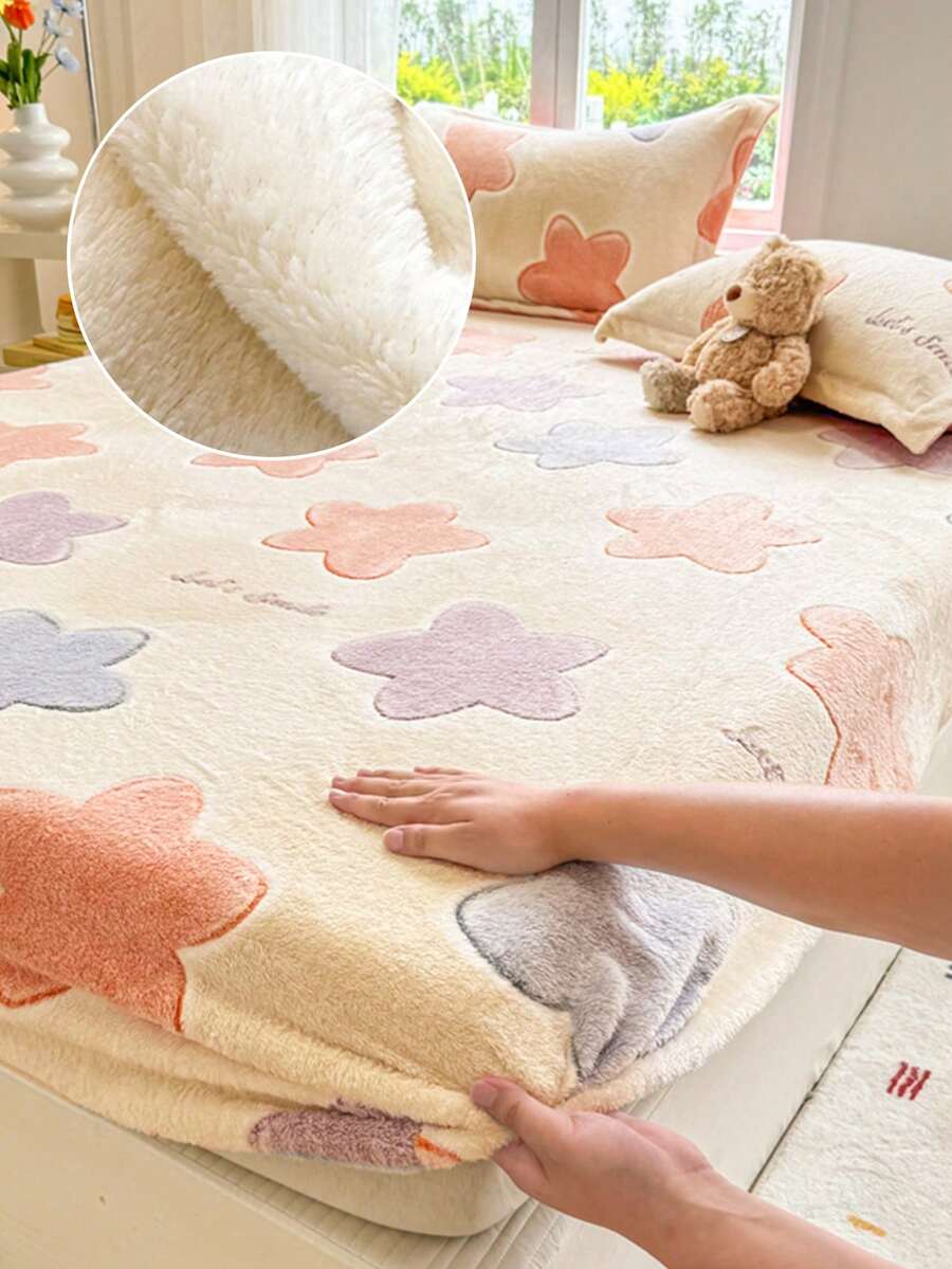 Autumn/Winter Thermal Lined Warm Thick Bedding Set 3 Pieces, Soft Comfortable Warm Bedding, Suitable For Home Decor, Bed, Sofa, Office, Room Decor, Dorm, Machine Washable - Beige - View 1