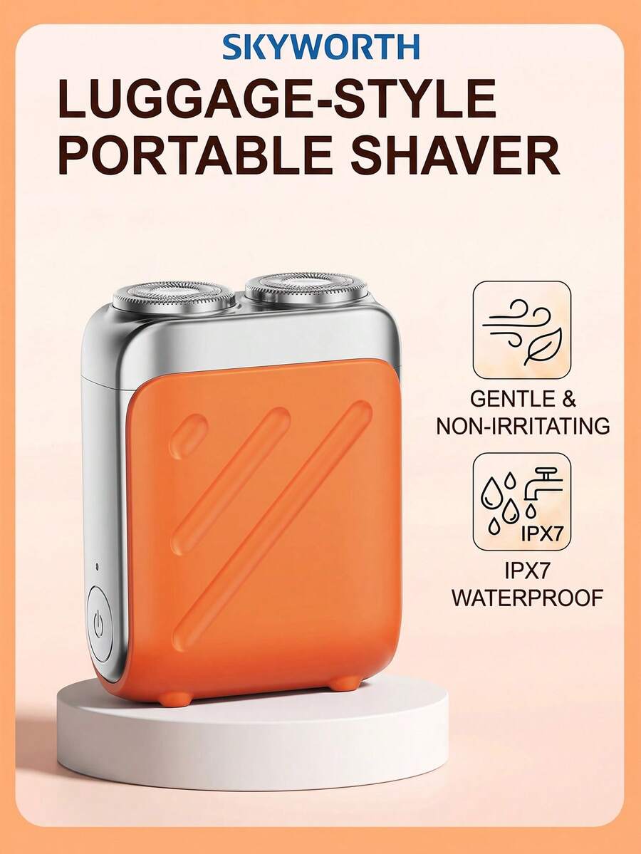 SKYWORTH 1pc Wet & Dry Waterproof Mini Electric Shaver | 60min Fast Charge + 60min Runtime | Type-C Portable Travel Razor For Men - Style a - View 1