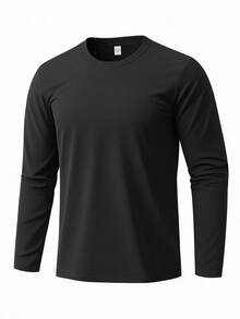 3pcs/Pack Men's Spring/Autumn Sports T-Shirt, Solid Color Long Sleeve Classic Versatile Fashion Top - Multicolor - View 6
