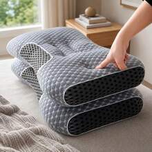 Travel Ergonomic Memory Foam Pillow, Contoured Neck Support Pillow, Suitable For Side/Back/Stomach Sleepers, Soft Slow Rebound Bed Pillow, Holiday Gift, For Family And Friends, Travel Essential - Travel Pillow - View 4