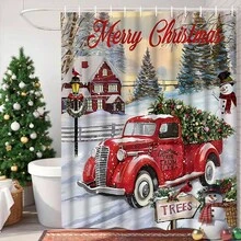 1pc/4pcs Christmas Snowman Shower Curtain Set: 4-Piece Bathroom Decor With Rug, Toilet Lid Cover And Mat, Suitable For Holiday Celebration - A - View 22