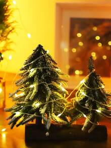 1pc Christmas Home Decoration Warm Light Plastic Copper Wire LED String Light, Battery Powered Fairy Light, Suitable For Outdoor Garden Decoration, Camping Decor, Wedding Party, Bedroom Curtain Decor String Light, Christmas Tree Decor String Light - Yellow - View 9