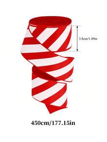 Red And White Striped Christmas Wire Ribbon, Christmas Decoration, Christmas Party Supplies, Room Decor, Christmas Home Decor, Window Seasonal Display, Christmas Tree Decoration, Bow Decoration, Stair Railing Decoration, Gift Box Packaging Ribbon - Multicolor - View 13