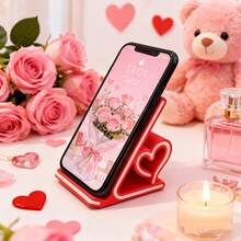 Romantic Heart-Shaped Phone Stand - Perfect Valentine's Day Gift For Her, Stylish Desktop Decor, Portable & Anti-Slip, Multi-Scenario Use: Live Streaming/Work/Broadcasting/Online Learning - New Arrival - View 7