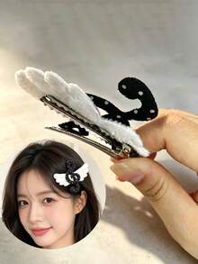 4/2pcs Polka Musical Dot Hair Clip For Daily Family Outings And School Wear, Bangs Clip, Side Clip Punk Hair Clip, Hair Accessories - Multicolor - View 4