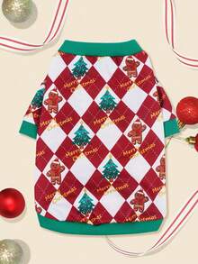 LUCKIE PAL 1pc Christmas Argyle Christmas Tree Gingerbread Man MerryChristmas Fun Pattern Pet Sweatshirt, Anti-Flea, Reduce Shedding, Warm And Breathable, Suitable For Small And Large Dogs And Cats, Indoor And Outdoor - Multicolor - View 8