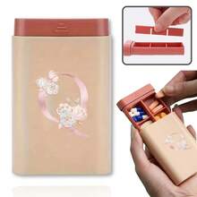 Gold Letter Print Portable Pill Box, Multi-Compartment Sealed Medicine Storage Box, Compact Daily Pill Container, Suitable For Travel And Daily Use - Multicolor - View 10