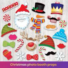 36Pcs Christmas Photo Booth Props,Paper Handheld Selfie Props With Santa Claus & Snowball Patterns,Christmas Party Decor Supplies - Multicolor - View 2