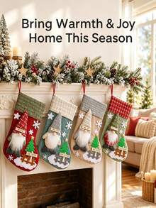 Christmas Gnome Sock 32x19cm 1pc Knitted Linen 3D Beard Snowflake Hanging Ring Christmas Decoration Christmas Party Supplies Christmas Home Decor Christmas Gift Wall Decor Room Decor House Decor - Multicolor - View 2
