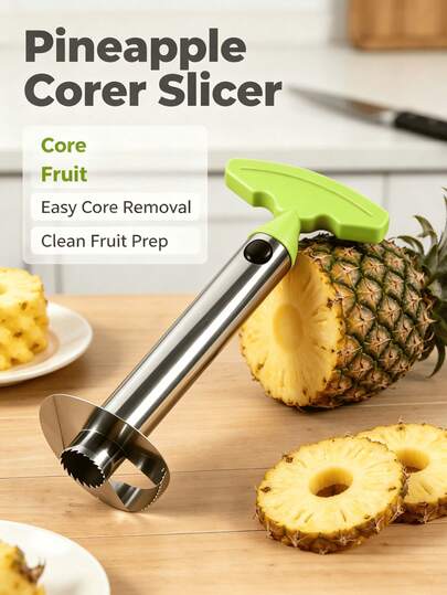 1pc Stainless Steel Pineapple Slicer Outdoor Camping Music Festival Fruit Tool, Easy To Clean, Suitable For Commercial, Home, Hotel Restaurant, Supermarket And Food Truck (Random Style). (This Product Is Made Of Stainless Steel, During Transportation, Due To Rough Handling By The Courier, The Product May Have Small Scratches, But The Scratches Will Not Affect Normal Use!)