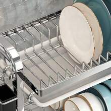 Single / Double Tier Dish Drying Rack, Ventilated Design For Fast Water Draining And Drying, Suitable For - Kitchen Countertop, Dish Drying, Plate And Bowl Storage, Storage Beside Sink, Home Kitchen Organization Range Couvert Range Couvert - Double-layer Dish Drying Rack - View 5