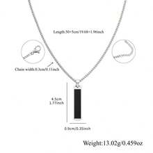 Rectangular Pendant Necklace Men's Stainless Steel Chain Necklace - Style 13 - View 2