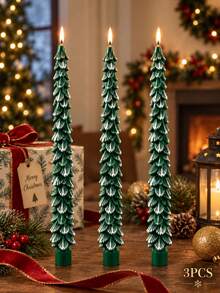 Set Lilin Berbentuk Pohon Natal, Lilin Kerucut Berbentuk Pohon Hijau, Lilin Pilar Berpilin, Lilin Dekoratif Lilin Kedelai, Cocok untuk Dekorasi Rumah Natal, Dekorasi Meja, Pengaturan Pesta Liburan, Pemberian Hadiah - hijau - View 15