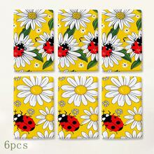 2pcs Yellow Daisy & Ladybug Print Kitchen Towels, Cute Red & Black Ladybug With White Flower And Green Leaf Pattern Hand Towels, Fresh Spring/Summer Pastoral Style Absorbent Dish Cloths Tea Towels, Suitable For Kitchen Cooking, Baking, Cleaning Wiping And Home Decor, Floral & Insect Theme Holiday Gift - Multicolor - View 10