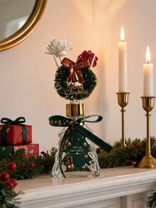 Set Hadiah Aromaterapi Liburan Natal, Diffuser Reed Tanpa Api, Pengharum Ruangan Dalam Ruangan, Botol Berbentuk Pohon Natal, Tutup Emas, Dihiasi dengan Karangan Bunga Pita Hijau dan Lonceng Emas, Pengharum Ruangan Nook Peace, Hadiah untuk Ruang Tamu - Kacapiring - View 1