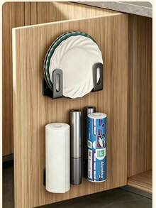 2-8pcs Self-Adhesive Carbon Steel Wall Hooks, Heavy Duty Rust-Proof Multi-Function Kitchen Storage Rack, Space-Saving Cutting Board Pot Lid Sponge Kitchen Utensil Holder, Suitable For Home Apartment Kitchen Bathroom Practical Wall Storage - View 1
