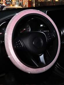 MEIKAXIU Rhinestone Blingbling Short Plush Steering Wheel Cover Without Inner Ring, Suitable For 38cm(15in) Car Decoration, For Women - Rhinestone-studded, No Inner Ring - View 12