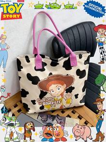 Miniso 迪士尼玩具總動員 傑西「Call Me Sheriff」帆布托特包，牛紋手柄單肩包，適合日常使用 - 粉色 - 查看 4
