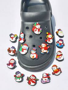 16pcs Assorted Christmas Snowman Series DIY Fashion Sandals Charms, Detachable Clog Shoe Charms, Suitable As Christmas Party Gifts - Multicolor - View 8