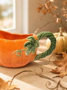 Ceramic Pumpkin Gravy Boat, Fall Halloween Thanksgiving Table Decor Sauce Pitcher - Pumpkin Tableware Multi-color - View 2
