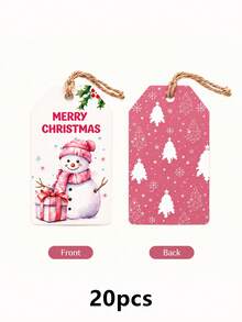 Customized Christmas Gift Tags, Pink Snowman And Reindeer Design, Personalized Name Holiday Cards, Holiday Socks And Gift Box Labels, Customizable Text Decorations, Customizable Christmas Party Decor, Holiday Gifts For Family And Friends, Merry Christmas - Multicolor - View 7