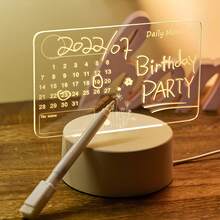 Acrylic Message Board Night Light, Reusable Calendar Memo Lamp, USB Powered Desktop Decor, Erasable Notebook Light For Bedroom Office Home Art Decoration, Creative Gift For Friends And Family - Warm white light - View 1
