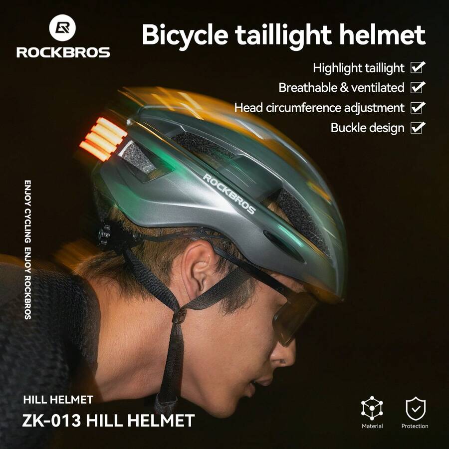 ROCKBROS 1PC Bicycle Helmet With Built-InTaillight Breathable Cycling Helmet 55-60cm - Multicolor - View 1
