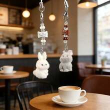 1/2/3pcs Candy Rabbit Keychain Lanyard, Handmade Beaded DIY Style Pendant, Cute Charm, Suitable For Bags And Packaging Decoration. Multi-Color/Set Available, Perfect Choice For Girls Toys And Holiday Party Gifts (Such As Halloween And Christmas). - Multicolor - View 3