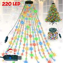 1PC 400/220 LED Christmas Waterfall Tree Lights (USB-Powered) – 8 Lighting Modes; Available In Bright White, Multicolor, Or Warm White; Suitable For Indoor/Outdoor Use (Gardens, Parties, Weddings, Holiday Decor, Event Planning, Christmas, Halloween). - Waterfall Light - View 12